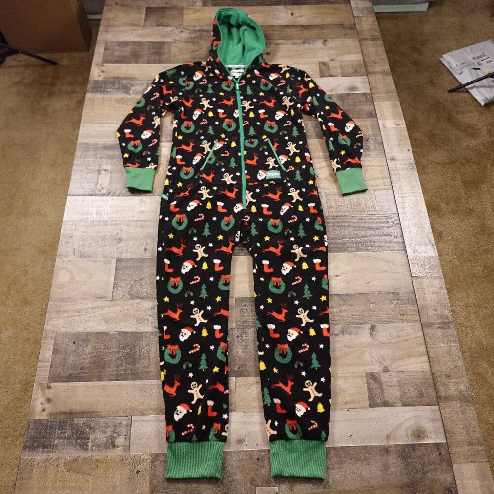 Tipsy Elves cookie cutter jumpsuit women's medium black holiday Christmas